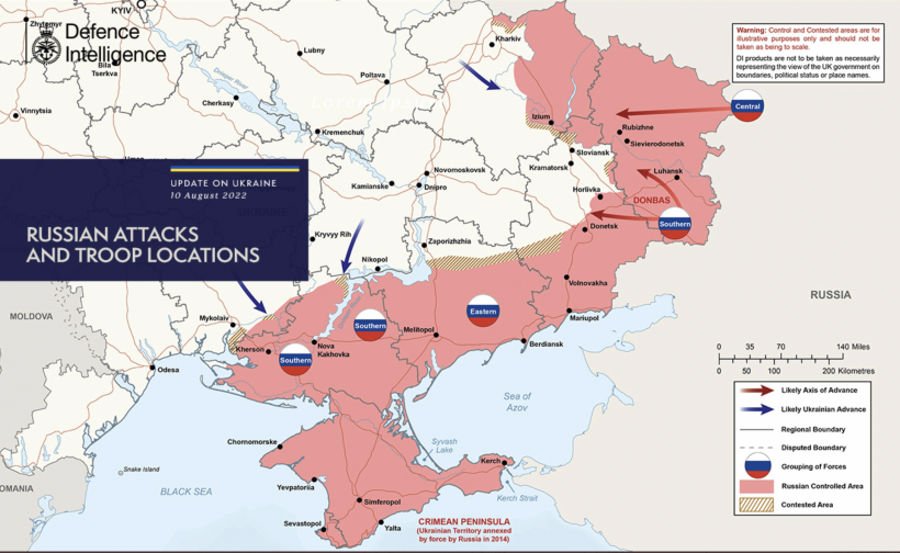 Що відбувається на фронті 10 серпня: карта від британської розвідки
