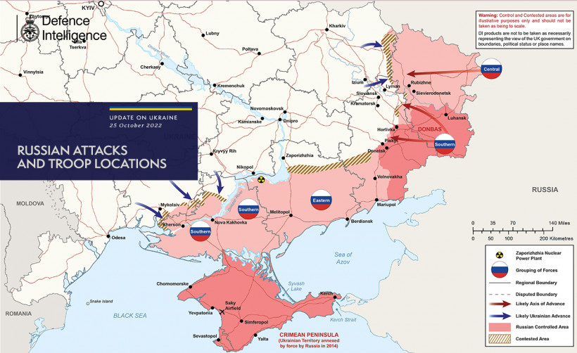 Найгарячіші напрямки 25 жовтня: мапа боїв в Україні від британської розвідки