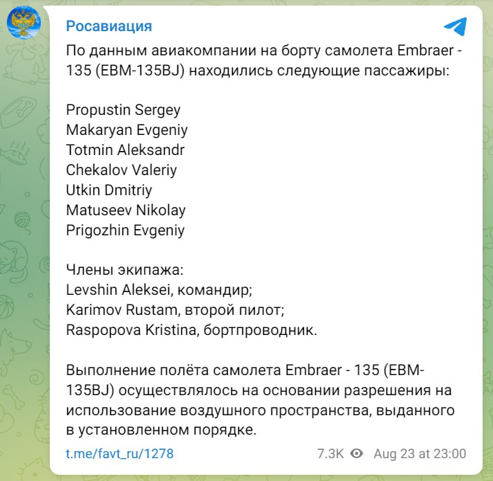 Офіційно: Євген Пригожин загинув 