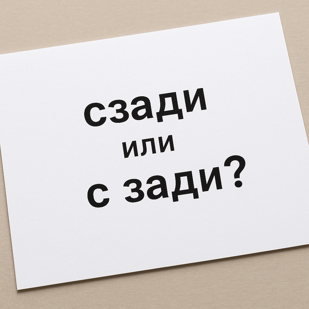 Как правильно писать: «сзади» или «с зади»? Разбираем правило написания, примеры, ошибки и советы, как не запутаться в русском языке.