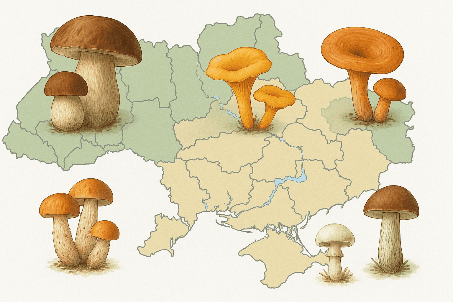 Украина богата грибными местами. Узнайте, где искать белые, опята и лисички, в каких областях самый большой урожай и как безопасно собирать грибы