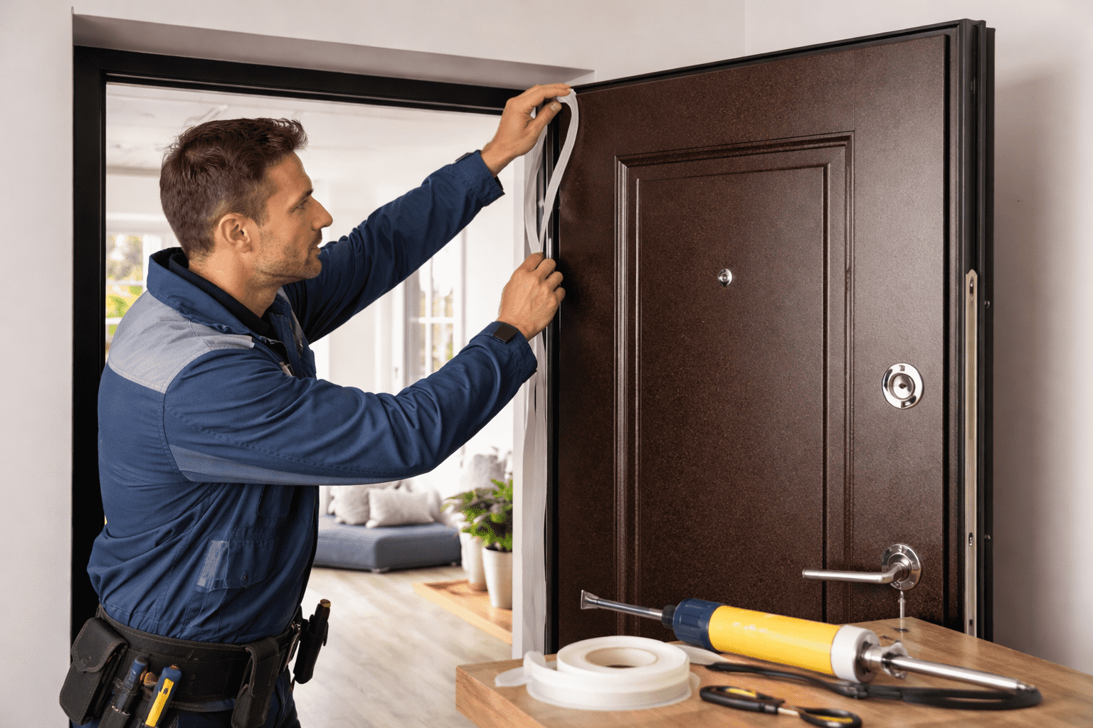 Узнайте, как утеплить входную дверь от сквозняков: замена уплотнителя, порог, утепление полотна. Практичные советы для железных и деревянных дверей.