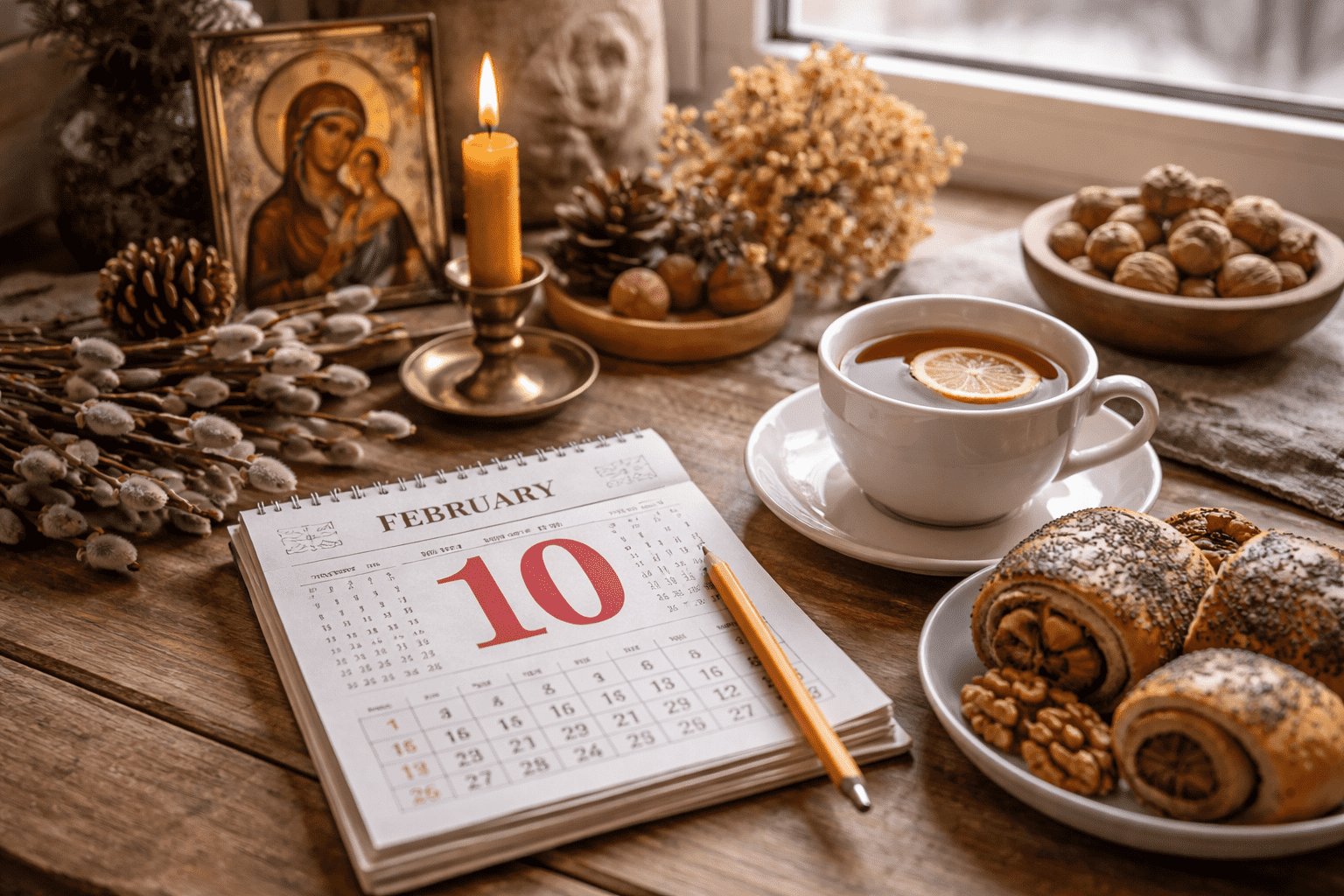 Узнайте, что празднуют 10 февраля в Украине и мире, церковные события, народные приметы и практические советы на этот день
