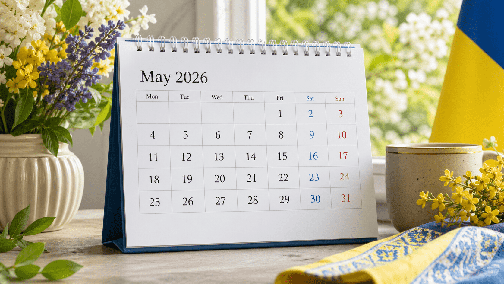 Праздники в мае 2026 в Украине: календарь на каждый день, государственные, профессиональные, международные, памятные и церковные даты месяца.