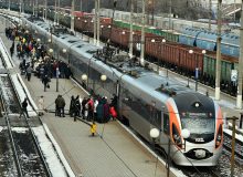 Поезд Интерсити+ Укрзализныци на вокзале Тернополя